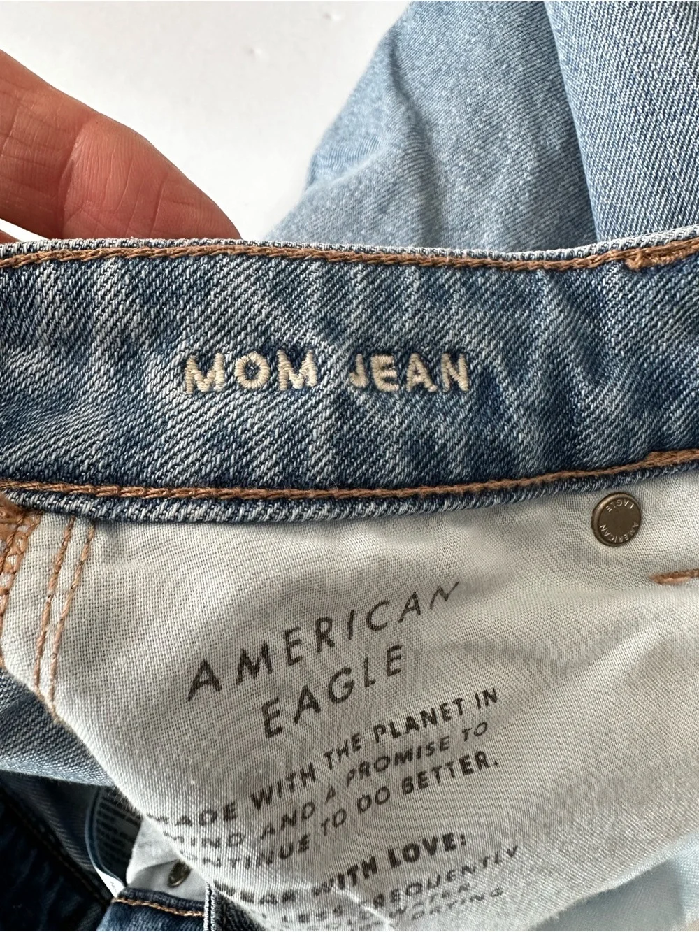 American Eagle Outfitters Women’s Distressed Light Blue Mom Jeans